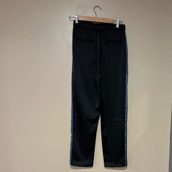 Gracia Black Blue Side Strip Satin Pull On Drawstring Pants Size Médium - Picture 3 of 7